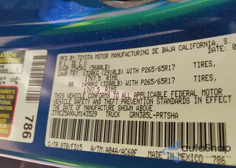 2018 Toyota Tacoma Trd Sport from USA, damaged, VIN 3TMCZ5ANXJM143529